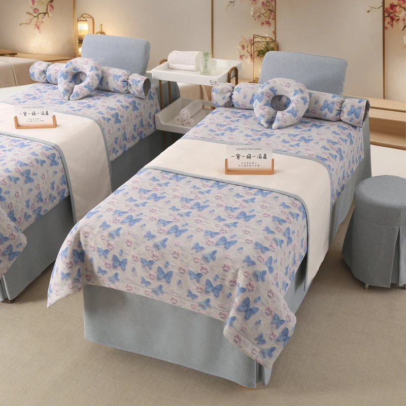 美容床罩泰式四件套加厚高档专用轻奢风美容院四季按摩三件套理疗