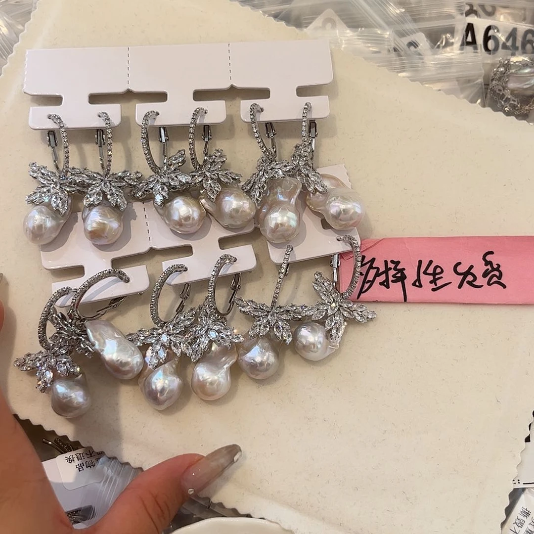 合金淡水珍珠耳饰