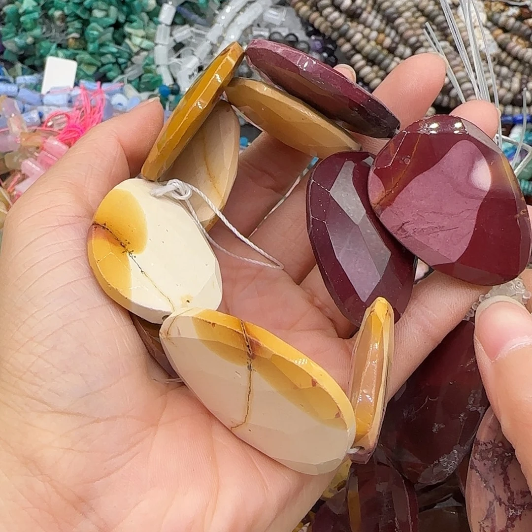 玛瑙/玉髓合金珠宝半成品蛋黄石牌子28mm一条