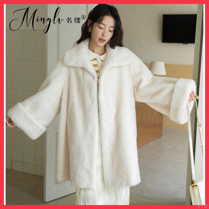 轻奢名缕百搭高级感外套女轻奢女装年轻款环保翻领大衣高奢风新款