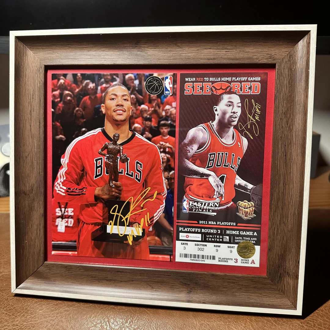 德里克·罗斯 生涯纪念球票 男友节日礼物 生日礼物 相框可挂墙