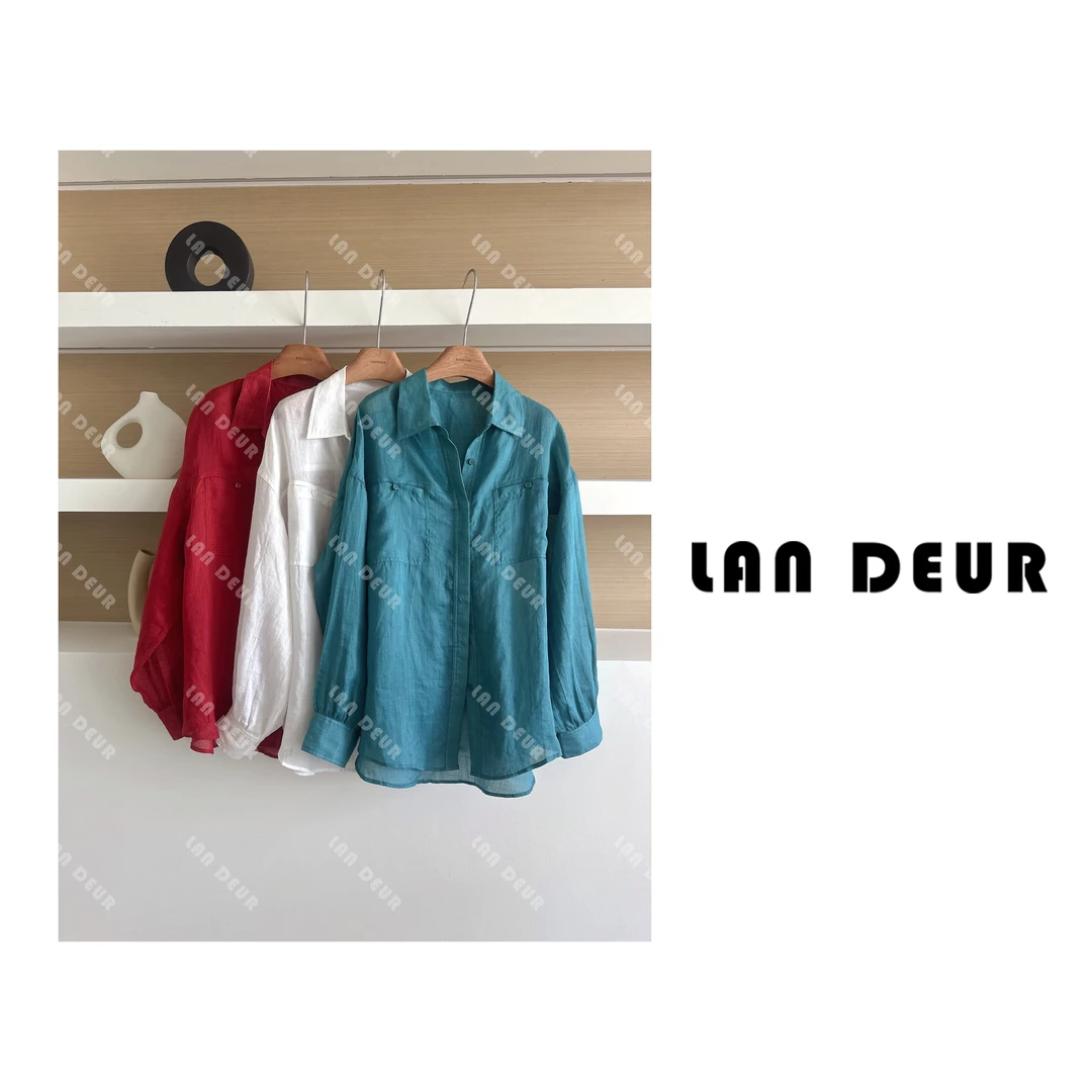 JIUJIU【甜心格调】100苎麻衬衫薄款会透夏季纯色时尚百搭女士防晒