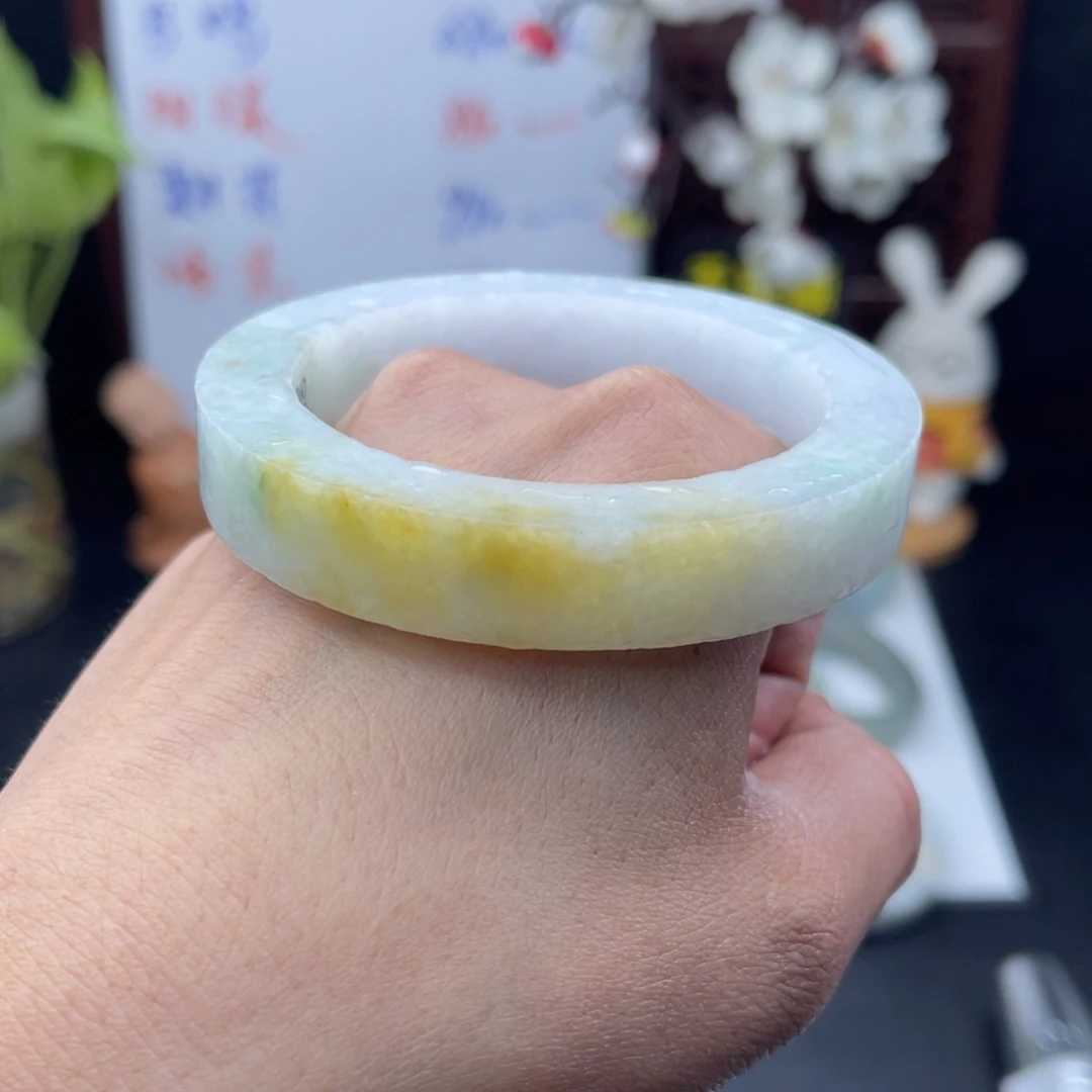 未镶嵌56-59正圈定制翡翠黄翡手镯