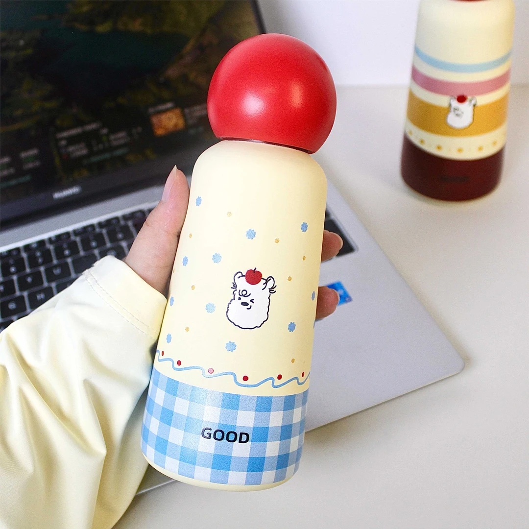 原创女生吉拉米可爱小狗高颜值小口瓶保温杯便捷大容量水杯礼物