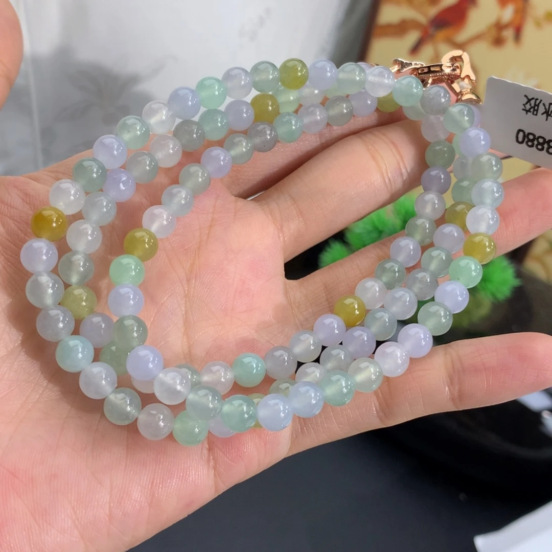 翡翠未镶嵌手串卡6冰胶多宝项链