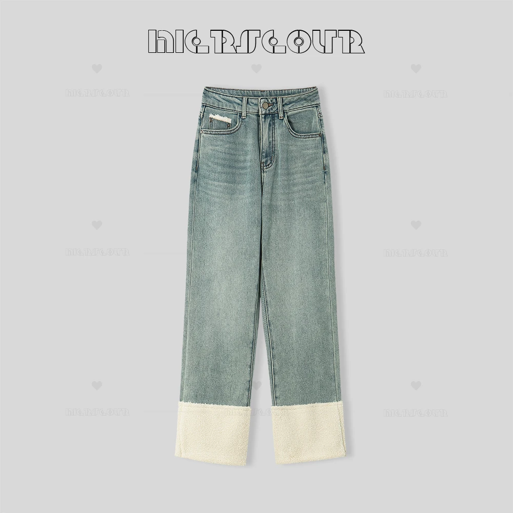 新款时尚百搭加厚直筒牛仔裤6821