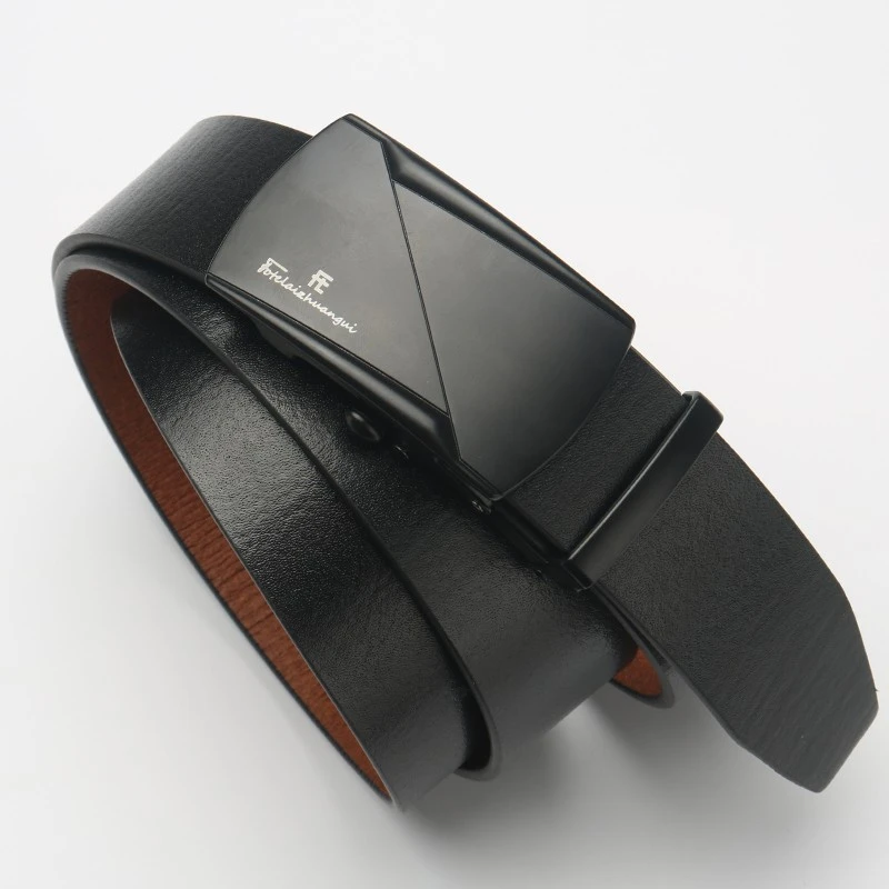 男士腰带商务高档皮带自动扣头层牛皮休闲时尚中青年真皮裤带带扣