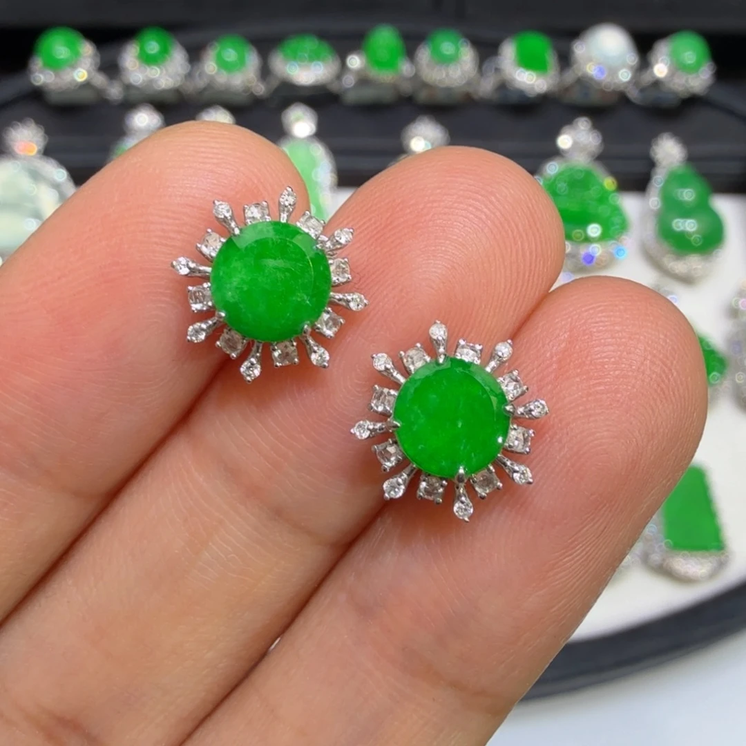 翡翠18K金镶嵌耳饰收到货48小时鉴赏期