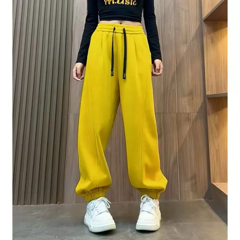 净版显瘦2025春秋新款抽绳松紧腰运动裤女显瘦束脚卫裤休闲百搭