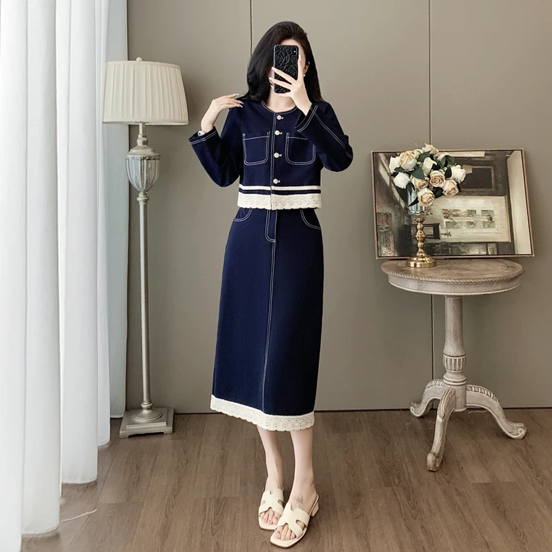 高级感洋气套装女秋冬新款减龄气质小香风裙子小个子半身裙两件套