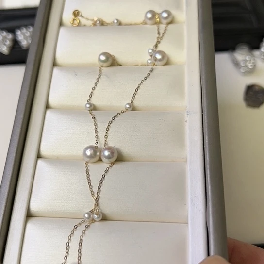 淡水珍珠颈饰18K金镶嵌