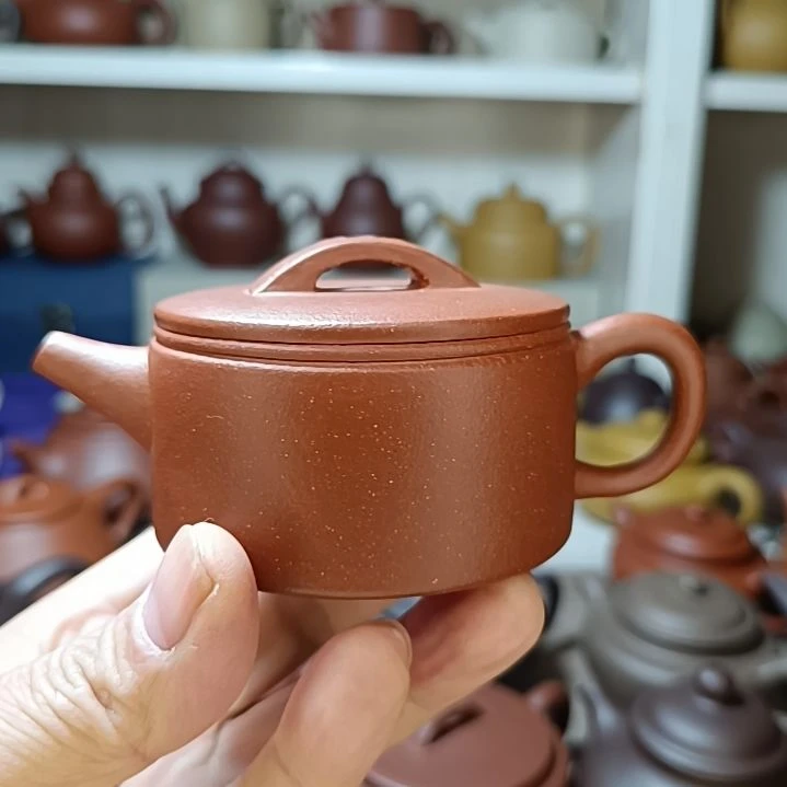 紫砂茶壶原矿红降坡粗砂汉瓦内推160cc半手工