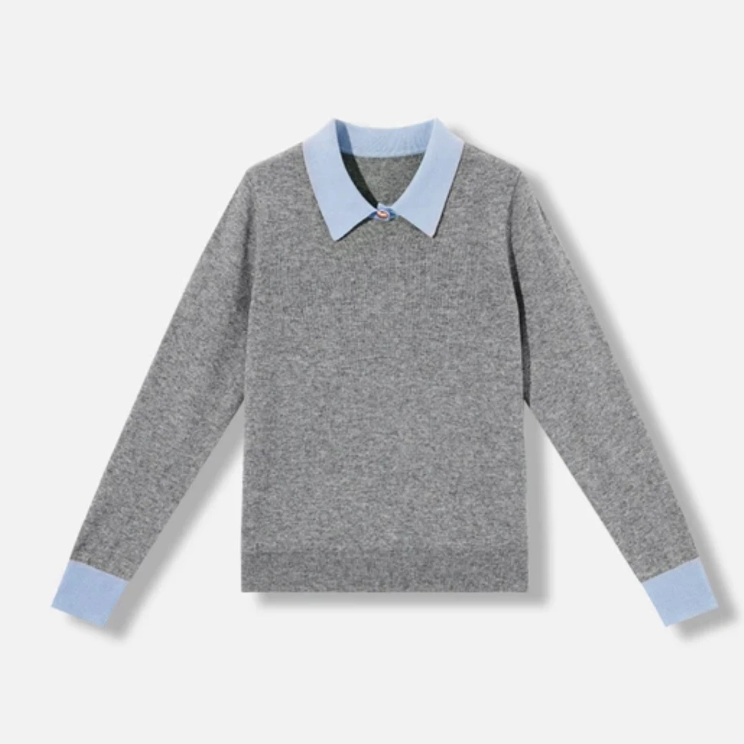 【刘叮铃专属】 JD1117 长袖针织衫显瘦洋气时尚休闲韩版翻领上衣