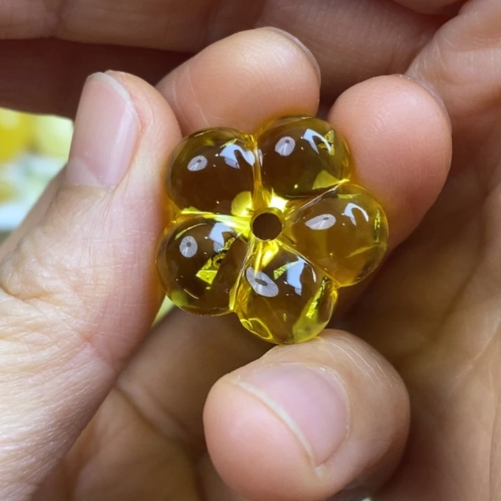 蜜蜡手链未镶嵌一***花拍三发一天然琥珀