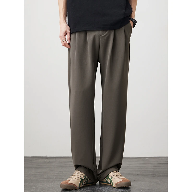 Kuvine2025秋季简约垂感休闲西裤男士宽松百搭阔腿高级感休闲裤子