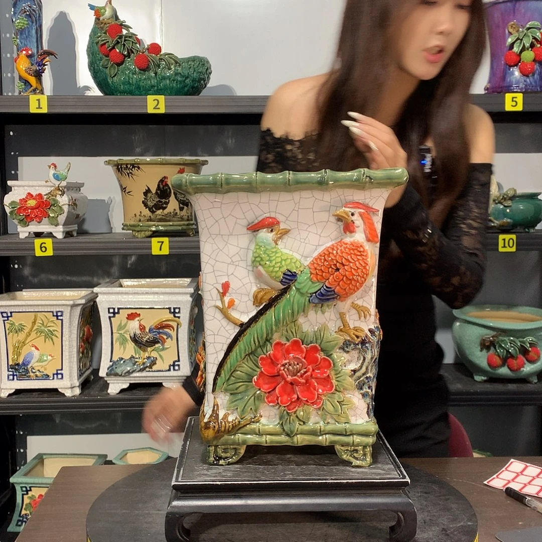 ****果高温烧制石湾盆花盆瑕疵