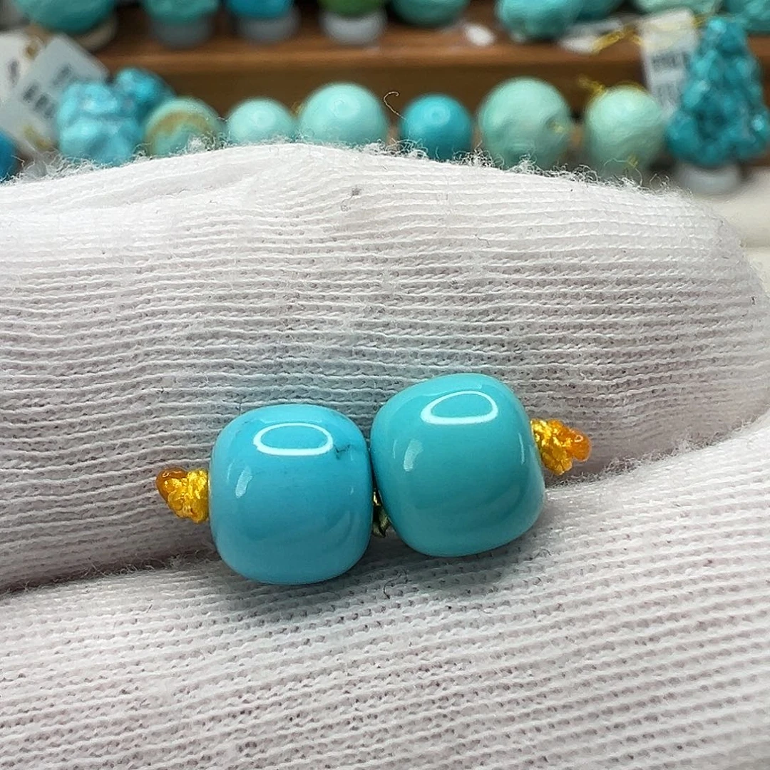 绿松石老型对珠 未镶嵌