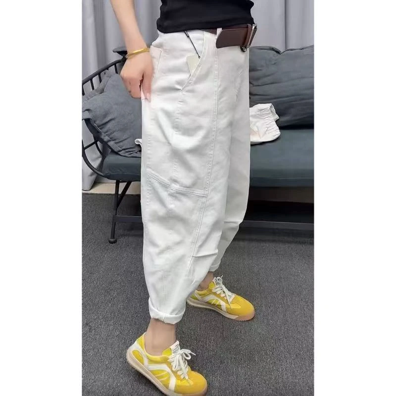 飞芊娅秋季新款高腰哈伦老爹裤女百搭宽松显瘦休闲九分直筒阔腿裤