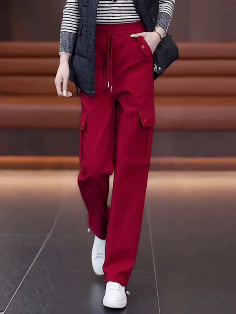 9801-1#新款女装加绒工装裤