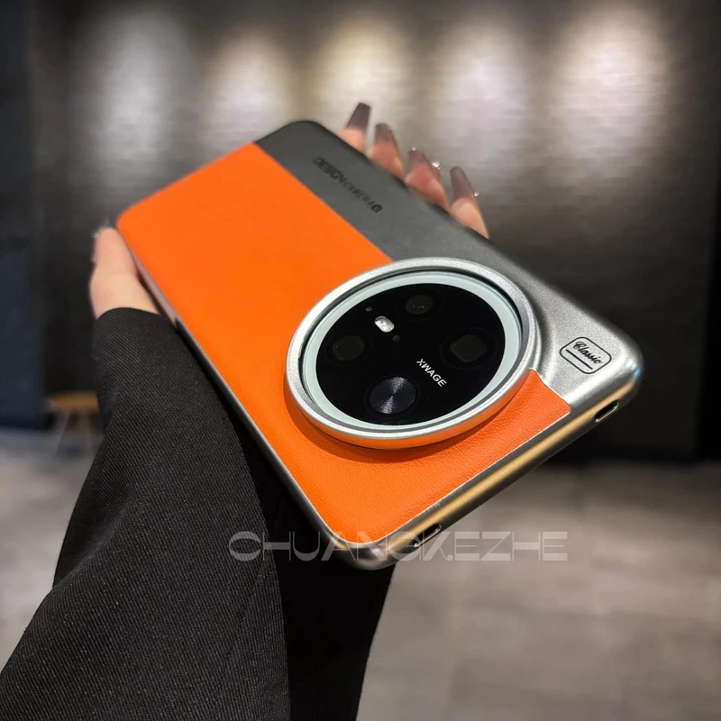 创壳者适用华为Mate70pro拼色创意电镀框Mate60/60pro+皮质手机壳