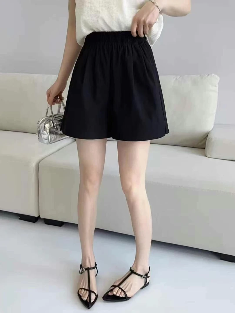 高腰夏季休闲风透气山本短裤韩版黑色休闲裤宽松
