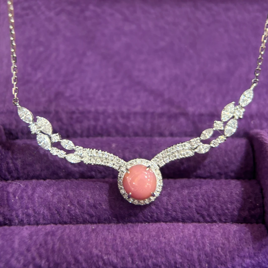 18k圆嘟嘟海螺珠钻石套链/24H鉴赏期