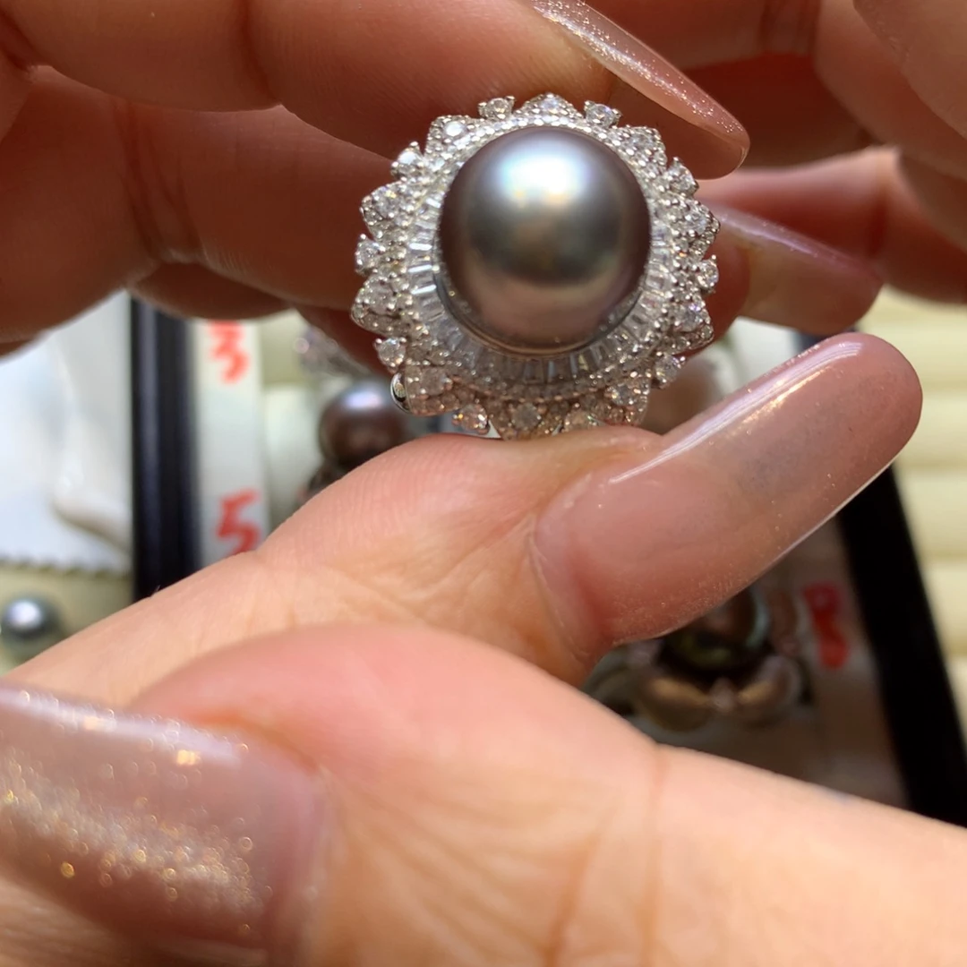 银S925镶嵌戒指海水珍珠