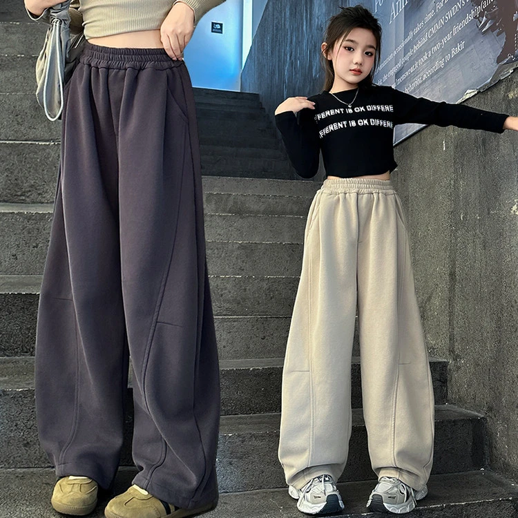 女童阔腿运动裤春秋2025新款儿童弯刀裤女孩卫裤女大童休闲裤