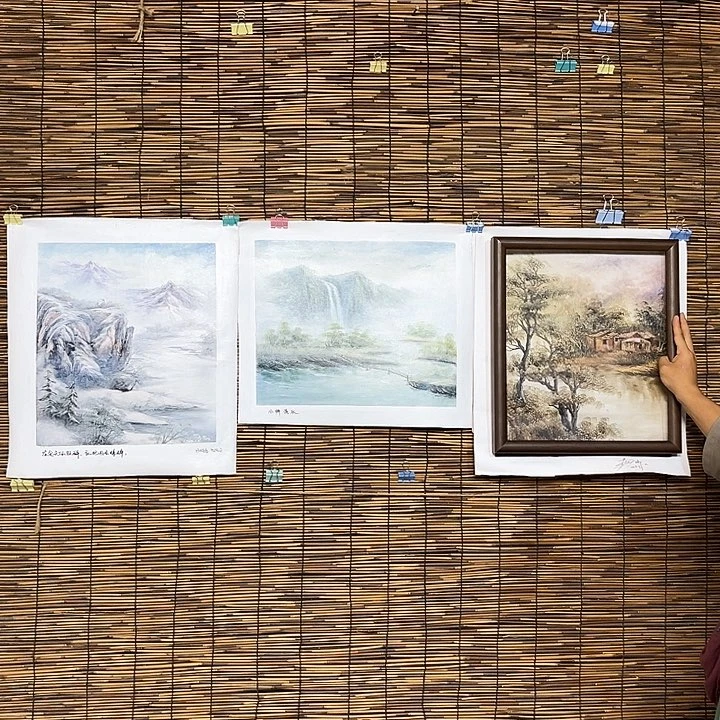 油画行路人小院绘画作品竞拍