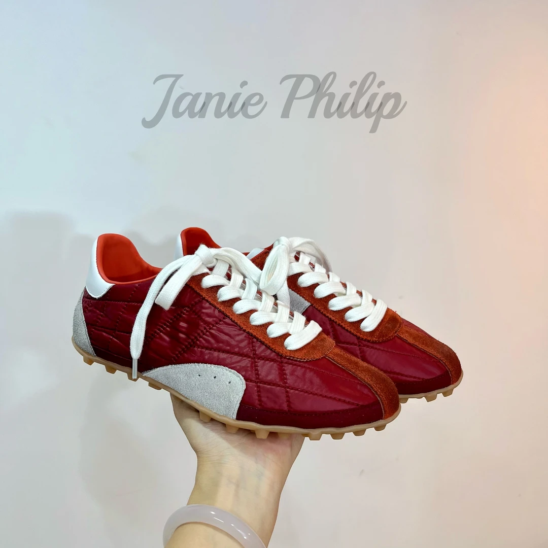 janie Philip 马拉家3.0厚款复古做旧牛皮拼接运动休闲赛车德训鞋
