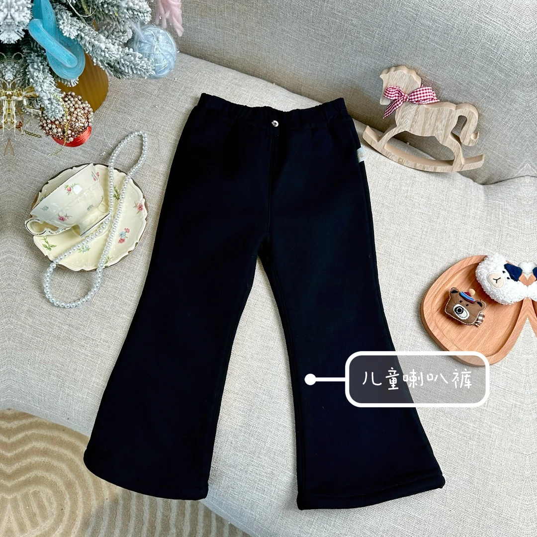 1【Golden cherry】小童黑色洋气百搭喇叭牛仔裤281061