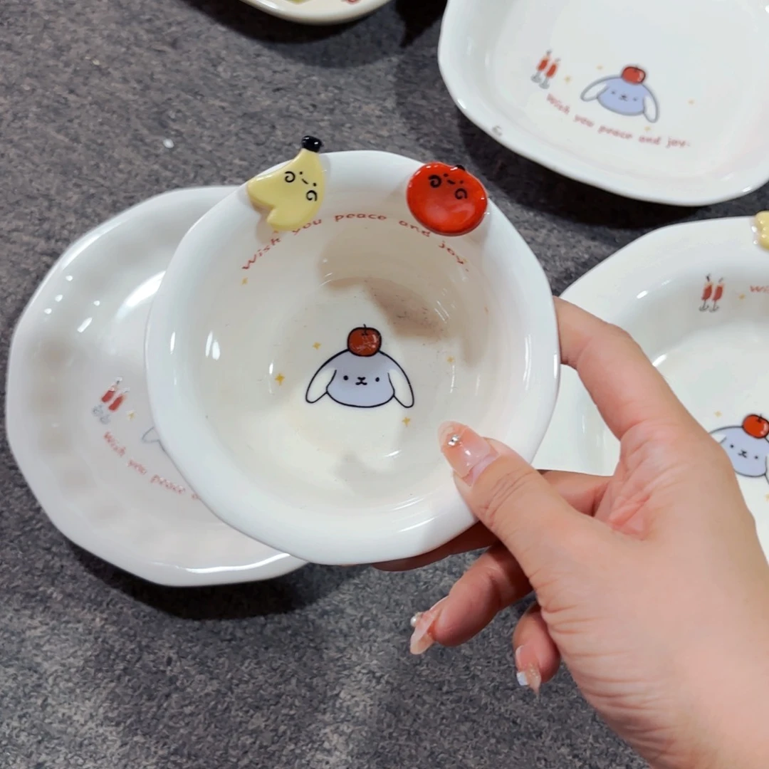 陶瓷苹果小狗五寸反口碗全品