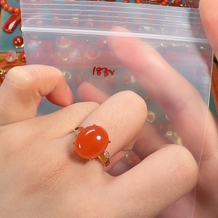 南红玛瑙银S925镶嵌戒指