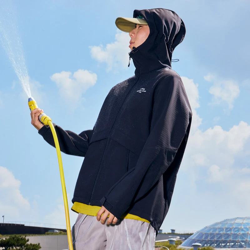 李宁荷叶风衣新款防泼水外套加绒秋冬户外男女登山运动服AFDU939