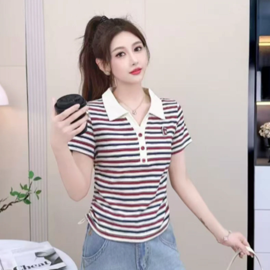 8809#【衣长55】短袖打底衫女百搭2025新款夏季显瘦小衫设计感上衣