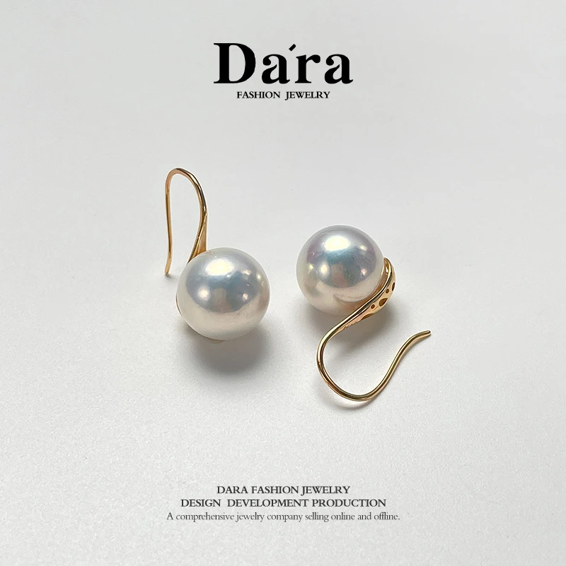 DARA/戴拉S925银淡水有核珍珠12-13mm炫彩光高跟鞋耳环