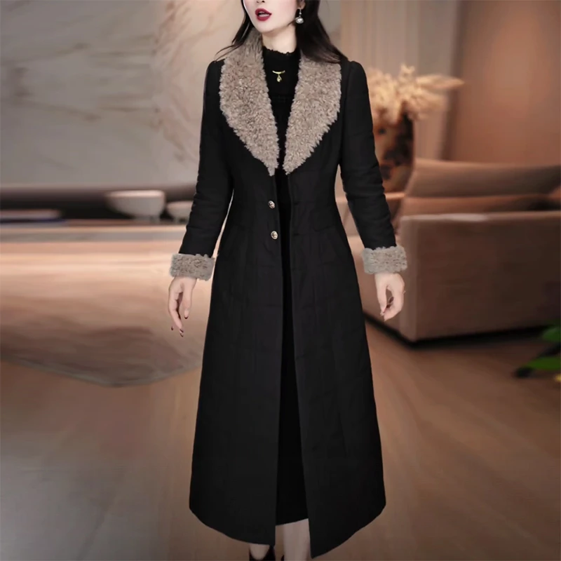 冬季加厚保暖洋气女士百搭网红款外套修身显瘦大衣减龄高级棉服--