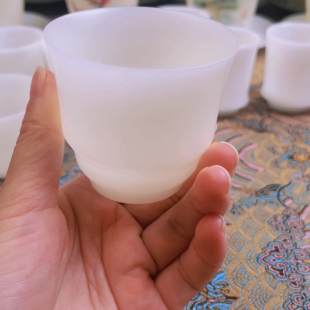 瓷片高档精品皙白玉瓷素烧节节高主人杯