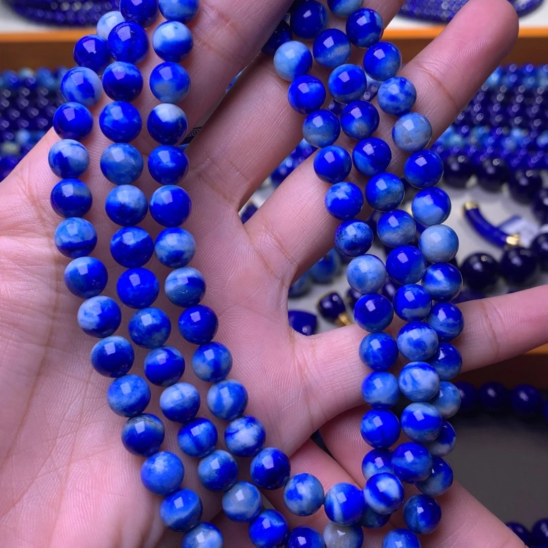 青金石未镶嵌手串7.8mm超美意境蓝天白云