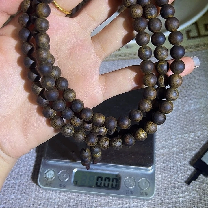 手串沉香流**雨多圈圆珠卡8绿棋