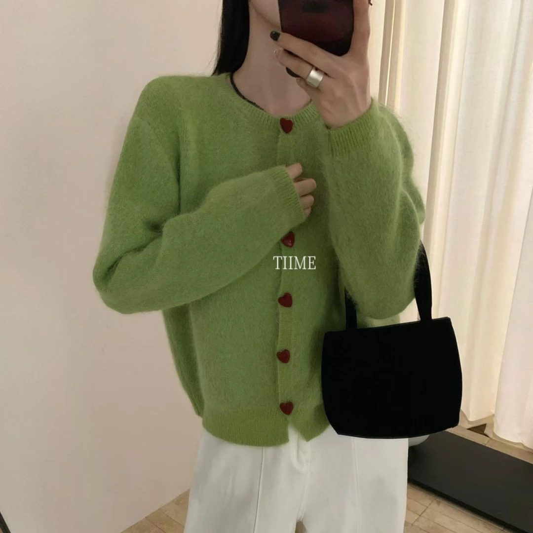 251123 兔毛 彩扣复古慵懒宽松显瘦针织开衫