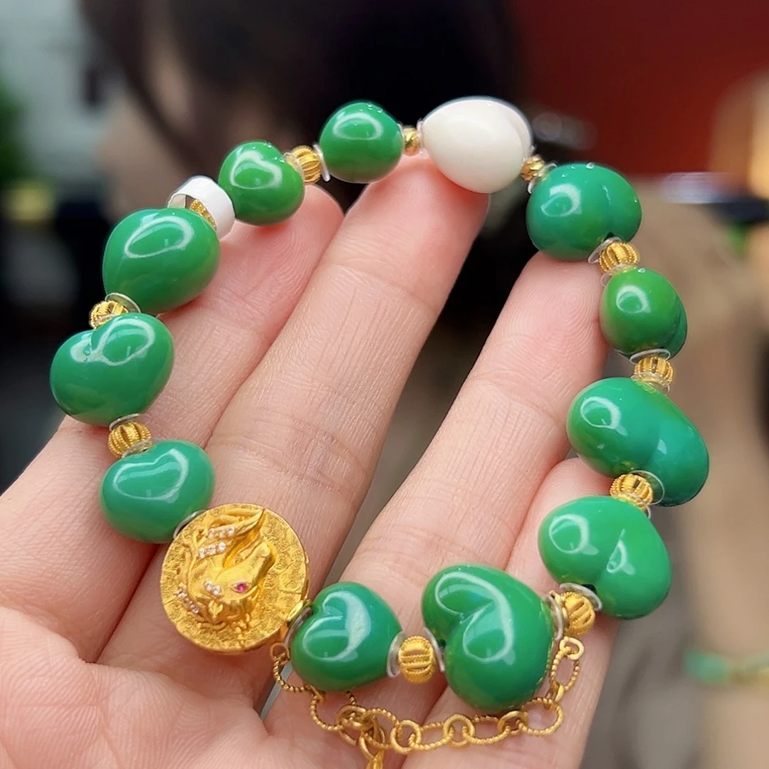 绿松石18K金镶嵌珠宝奇石