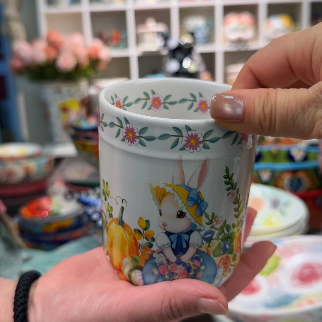 陶瓷400毫升南瓜兔手握杯一只