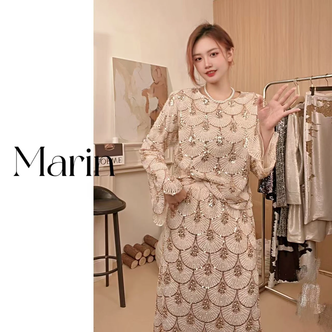 【绒织珠贝-陶金】法式轻奢贵气拉毛贝壳设计感串珠小众时尚毛衫