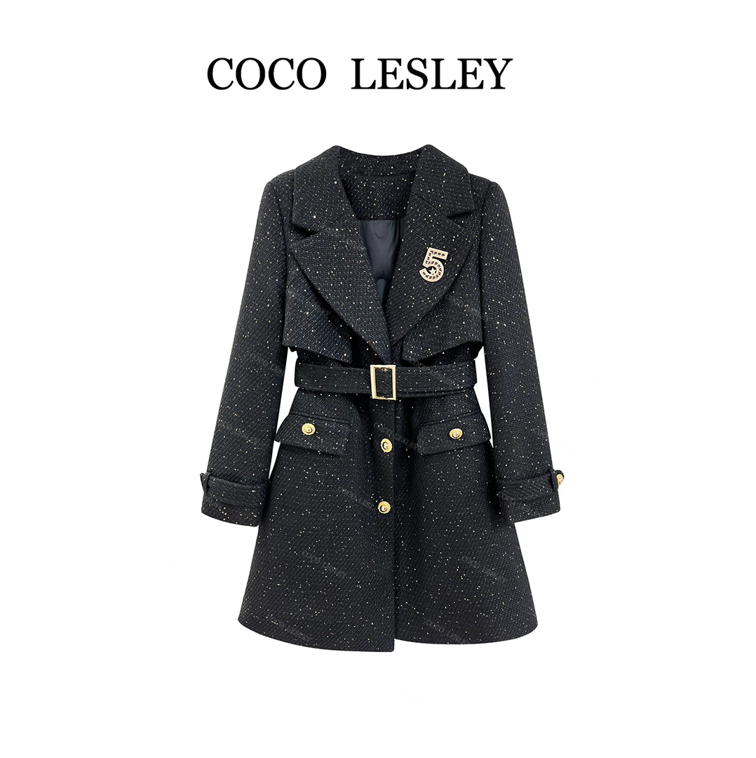 COCO LESLEY/加厚保暖气质中长款显瘦小香风外套28965