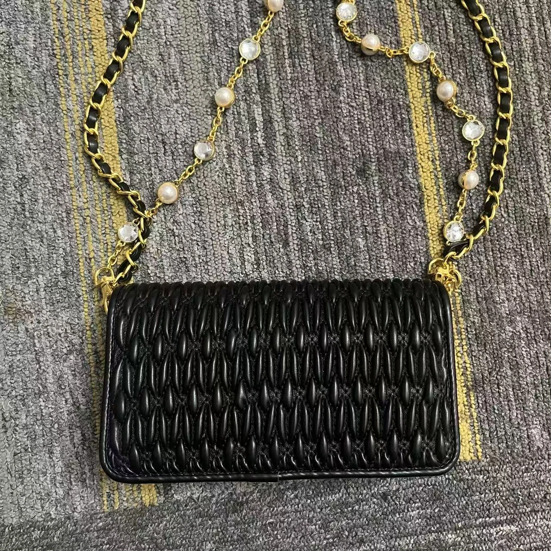 COCO DICV2025新款高端定制时尚女包 珍珠褶皱 黑色麦