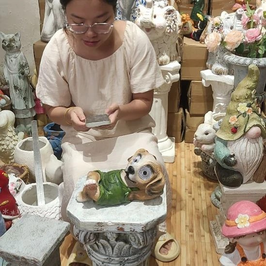 合成树脂树脂太阳能狗狗摆件