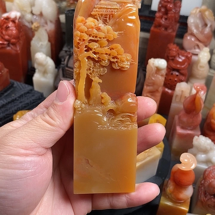 石材印章篆刻，山水题材