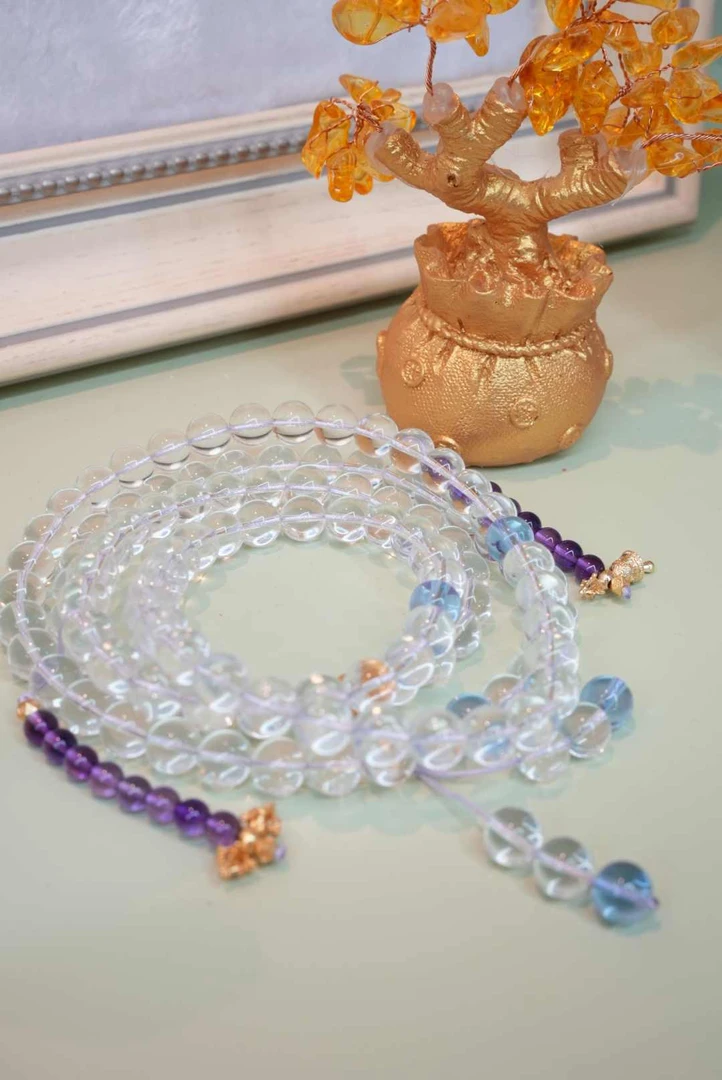 W（双A）108颗白水-（紫水计数器）项链