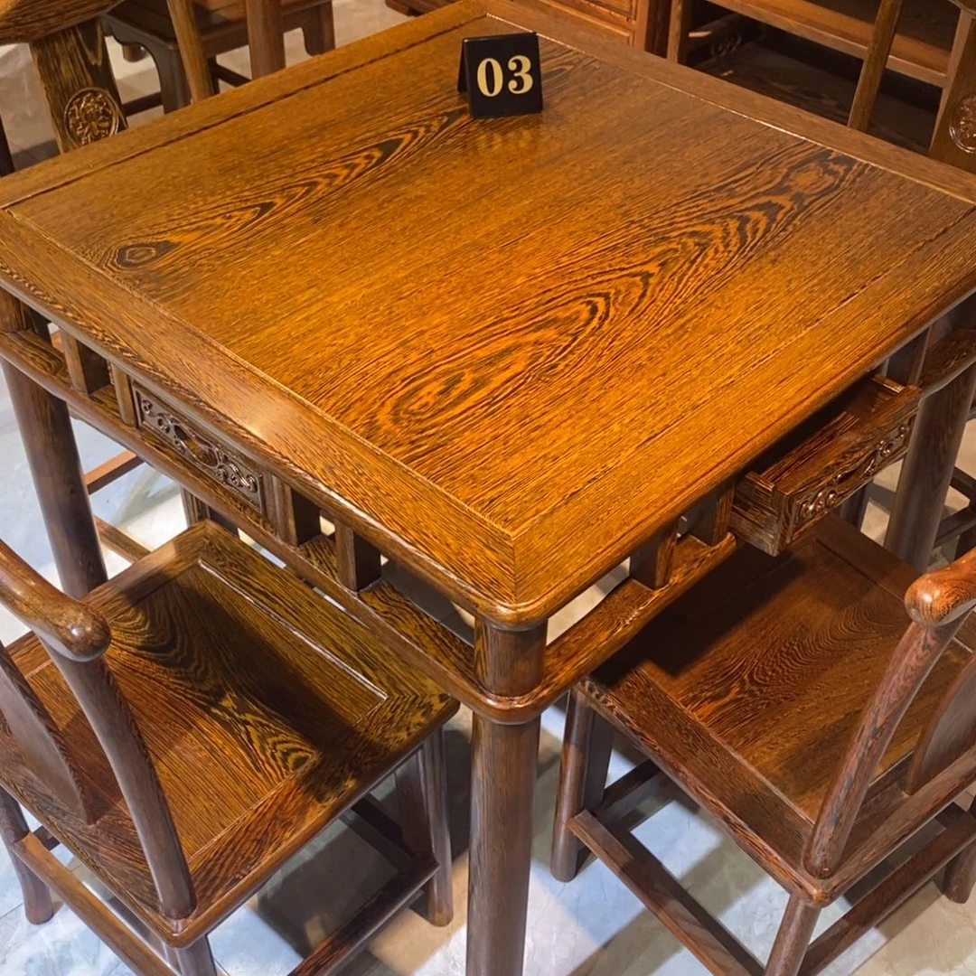 鸡翅木类成套家具78*78*73一套配玻璃